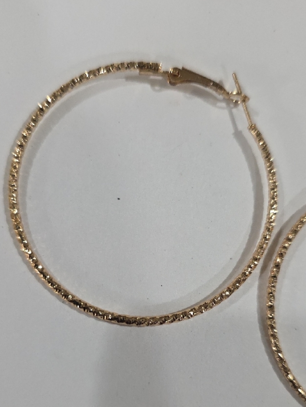 Gold Textured Hoop Earrings – Classic Women’s Statement Fashion Jewelry - 2-inch - Picture 4 of 10
